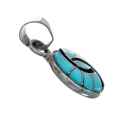 Native American Turquoise Sterling Silver Inlay Pendant NN20525